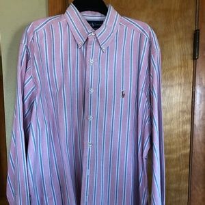 Pink/Blue striped, Men's Ralph Lauren shirt, tall